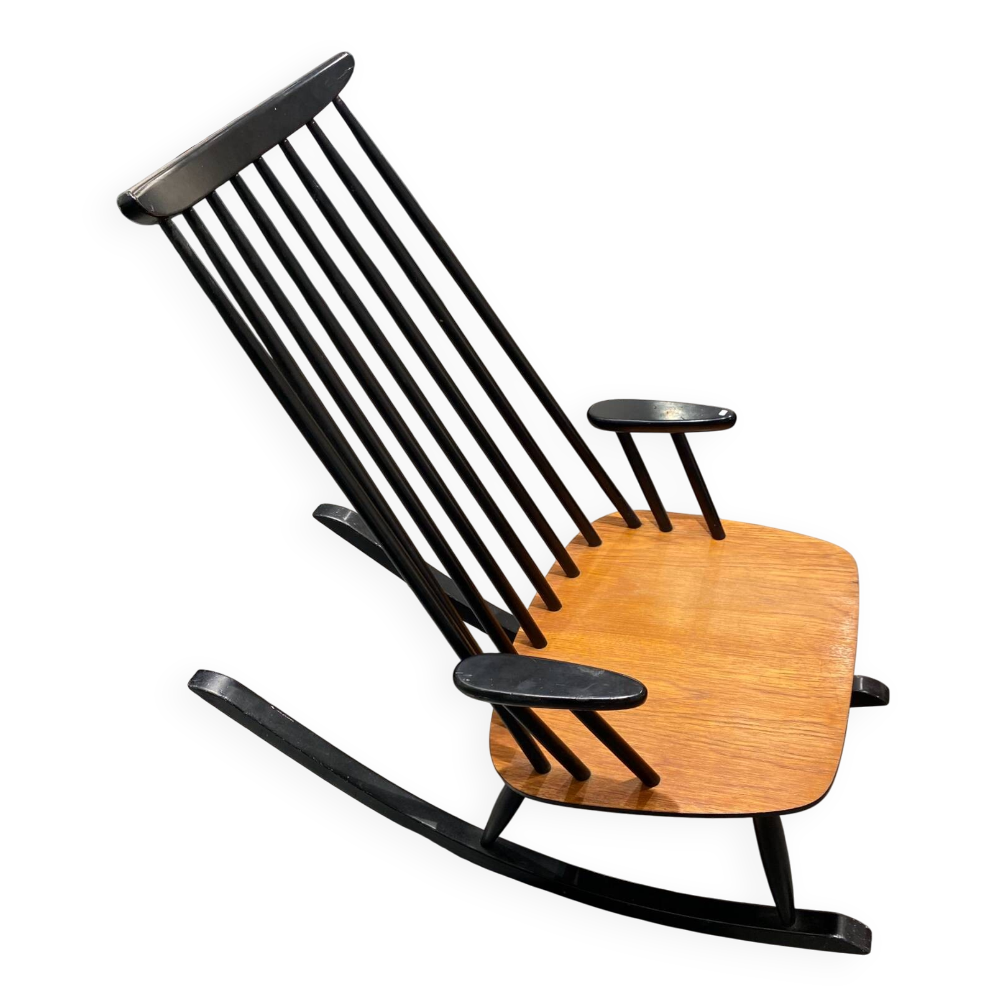 Fauteuil à bascule vintage en hêtre par Varjosen Puunjalostus