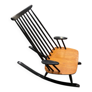 Fauteuil à bascule vintage en hêtre par Varjosen Puunjalostus