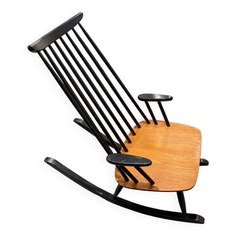 Vintage rocking chair in beech by Varjosen Puunjalostus