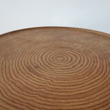 1950s wooden circular flat bowl plate pink beech