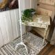 Floor lamp three lights solid bronze patina white