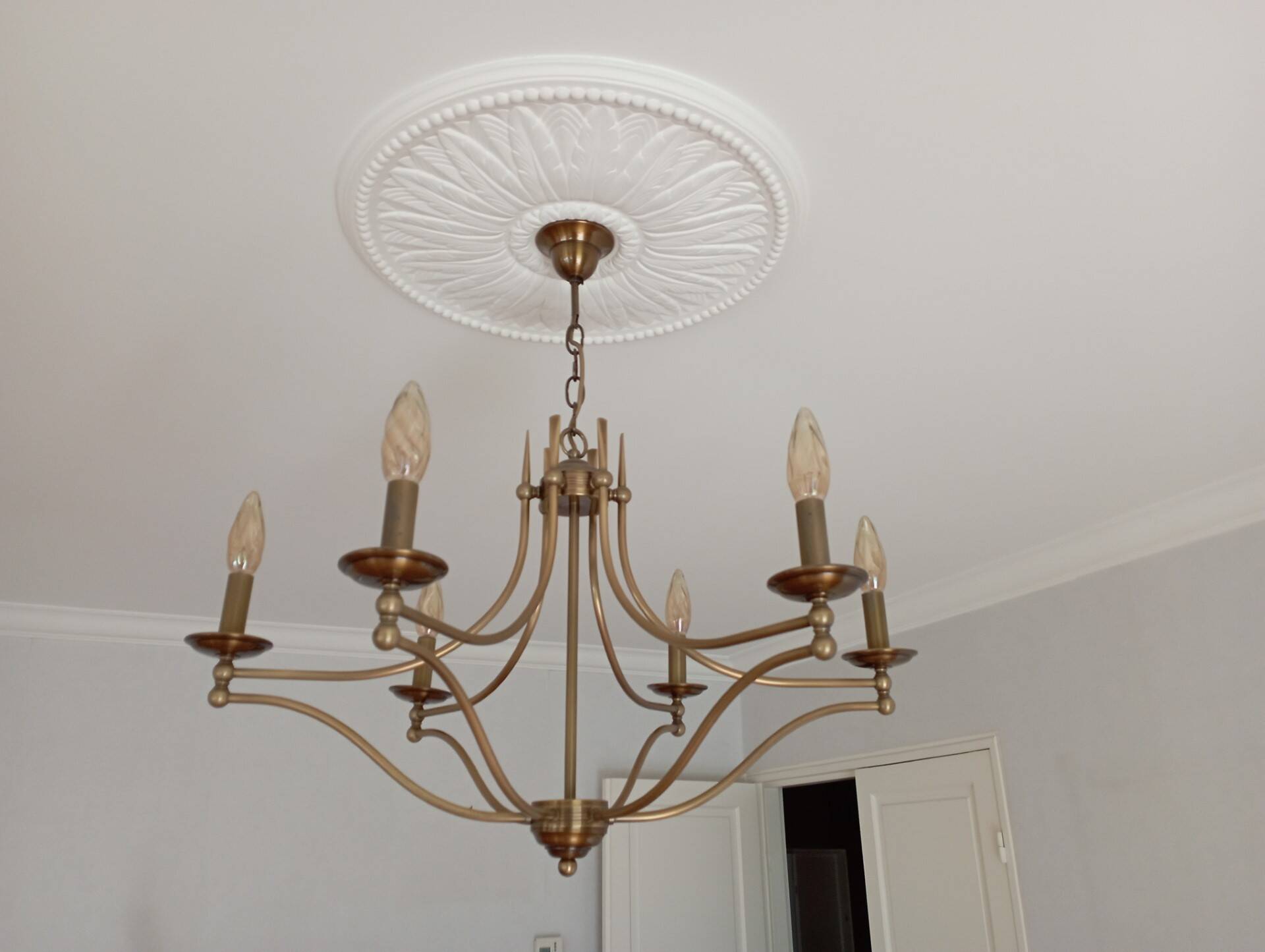 6-branched brass chandelier