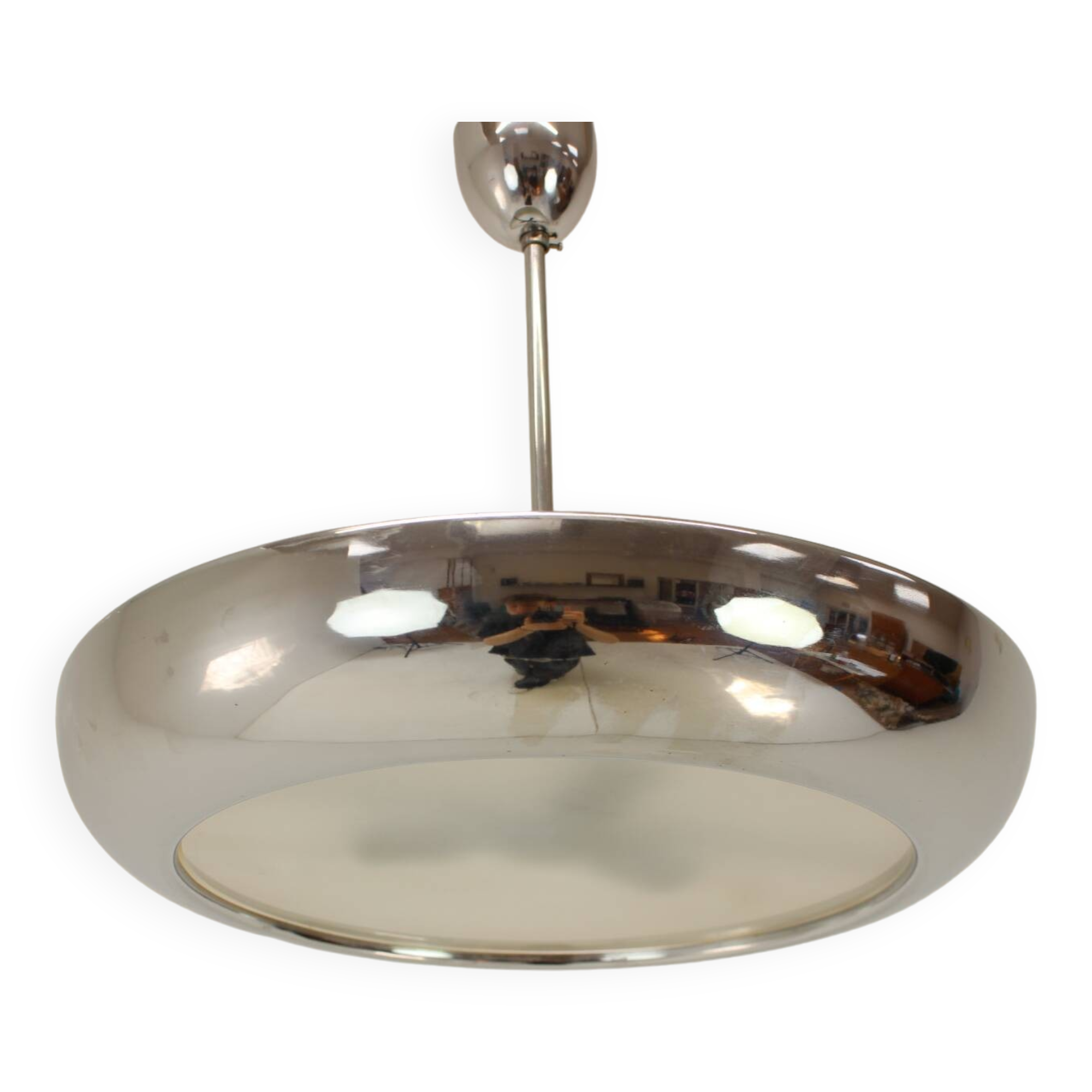 1930s Bauhaus / Functionalist Chrome UFO Chandelier by Napako