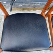 Set of 4 Scandinavian chairs by Johannes Andersen, Vamo Sonderborg, teak and imitation leather, 1960