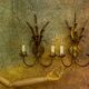 Pair of Hollywood Regency Style Gilt Metal Double-Arm Wheat Sconces, 1970s