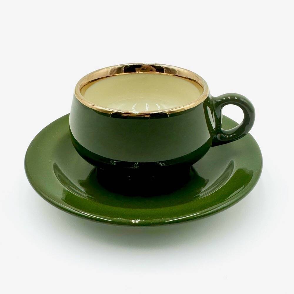 Tasses à expresso vert empire filet or Helvetia express
