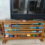 Old wooden croquet game