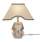 Tutankhamun table lamp, Ahura porcelain, white and gold, 1970s, Italian