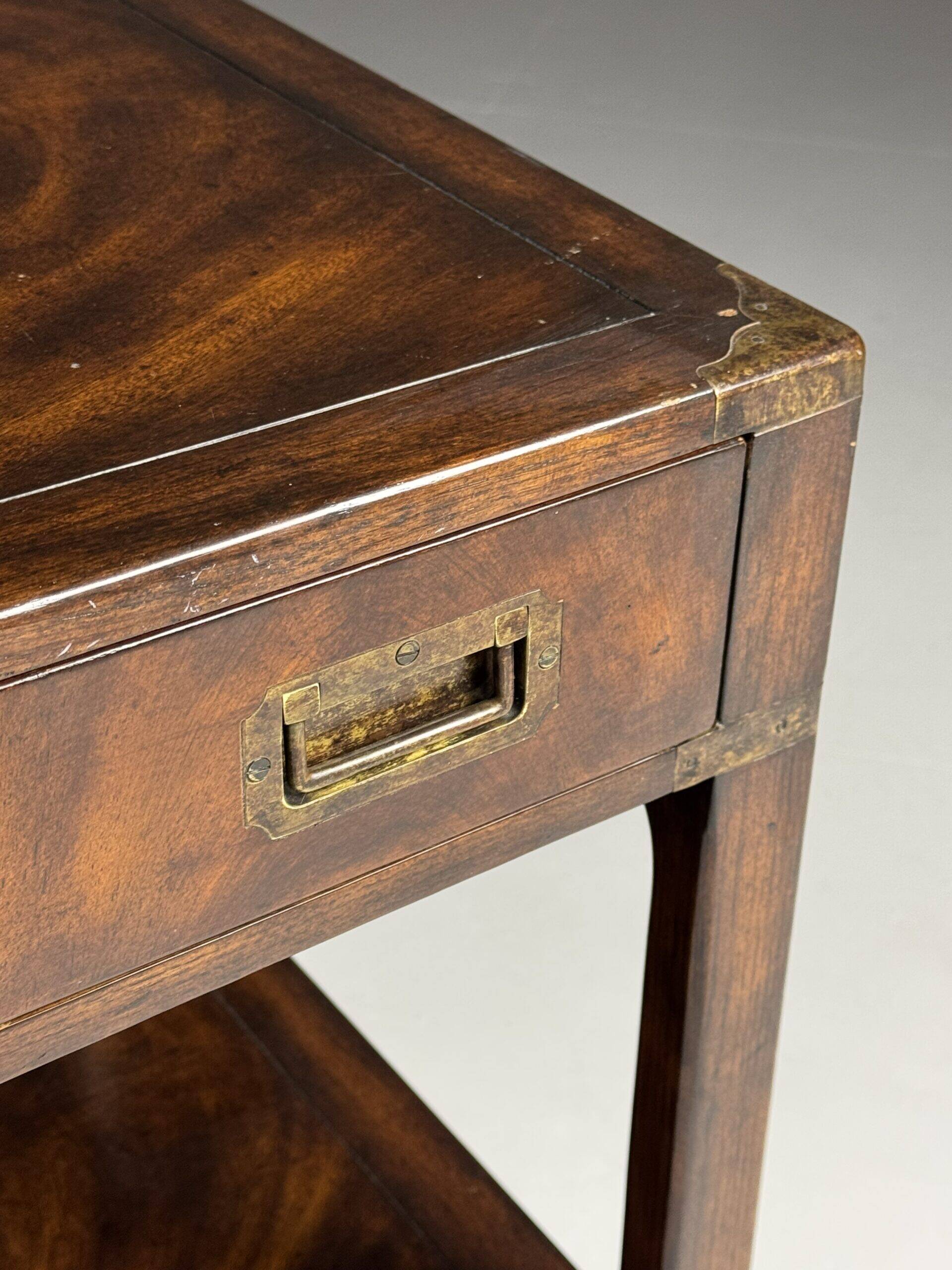 Campaign style mahogany coffee table