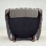 1960s, Danish lounge chair, blue/beige furniture velour, beech wood legs.