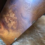 Vintage walnut magnifying glass coffee table