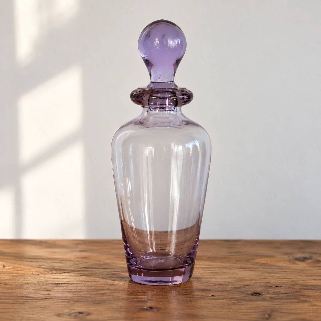 Vintage glass bottle in purple and transparent – Ball stopper – 21 cm