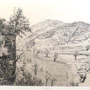 Jacques Houplain, Canyon landscape, signed and numbered engraving