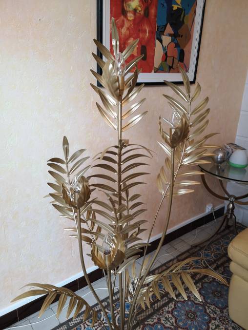Hans Kogl gold metal lamppost 1960 1970 vintage