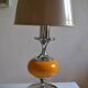 Vintage lamp base yellow and chrome metal circa 1970
