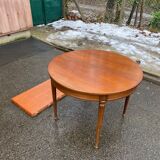 Round extendable dining table in Louis XVI style, 100cm with 2 extensions.