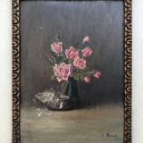 Tableau signé et daté 1932, bouquet de roses