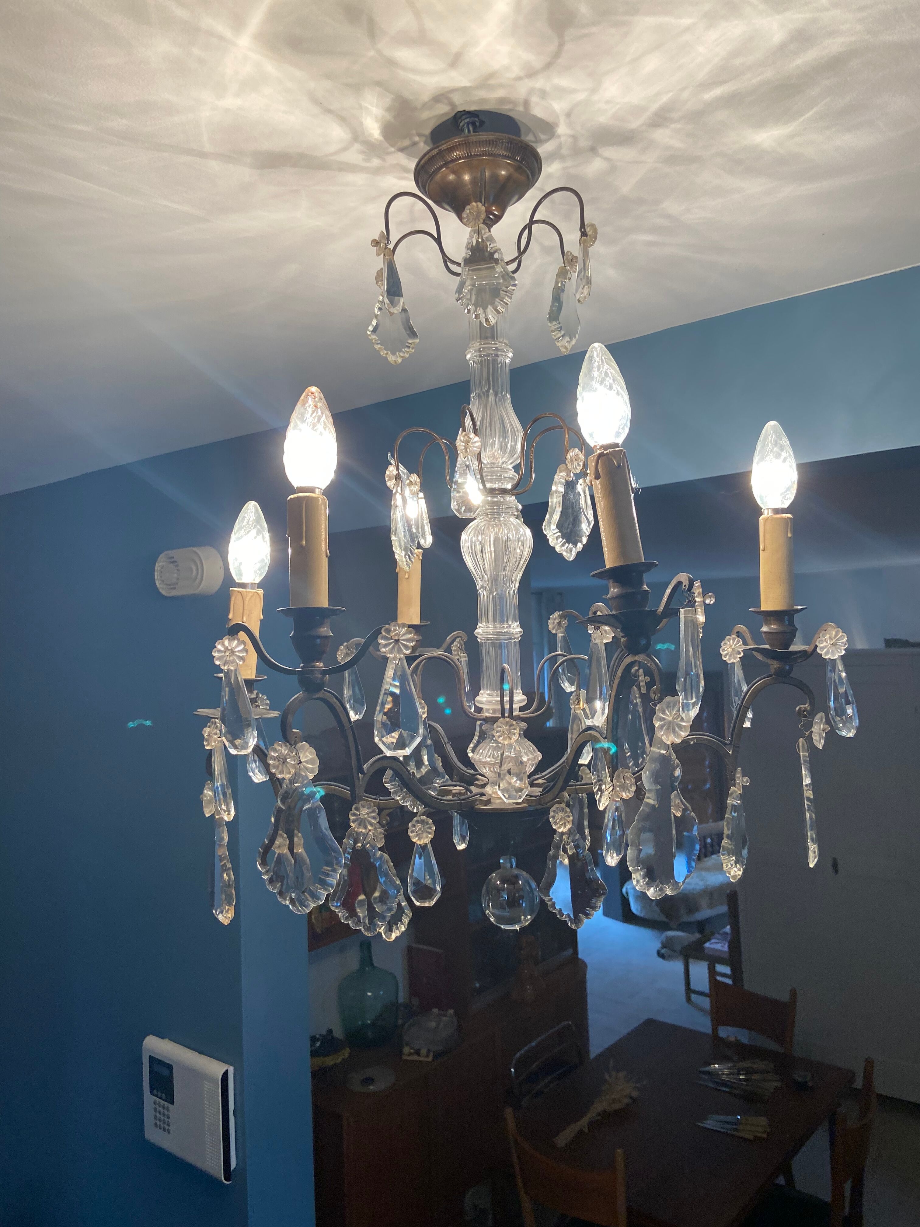 Grapevine chandelier NINETEENTH bronze and crystal