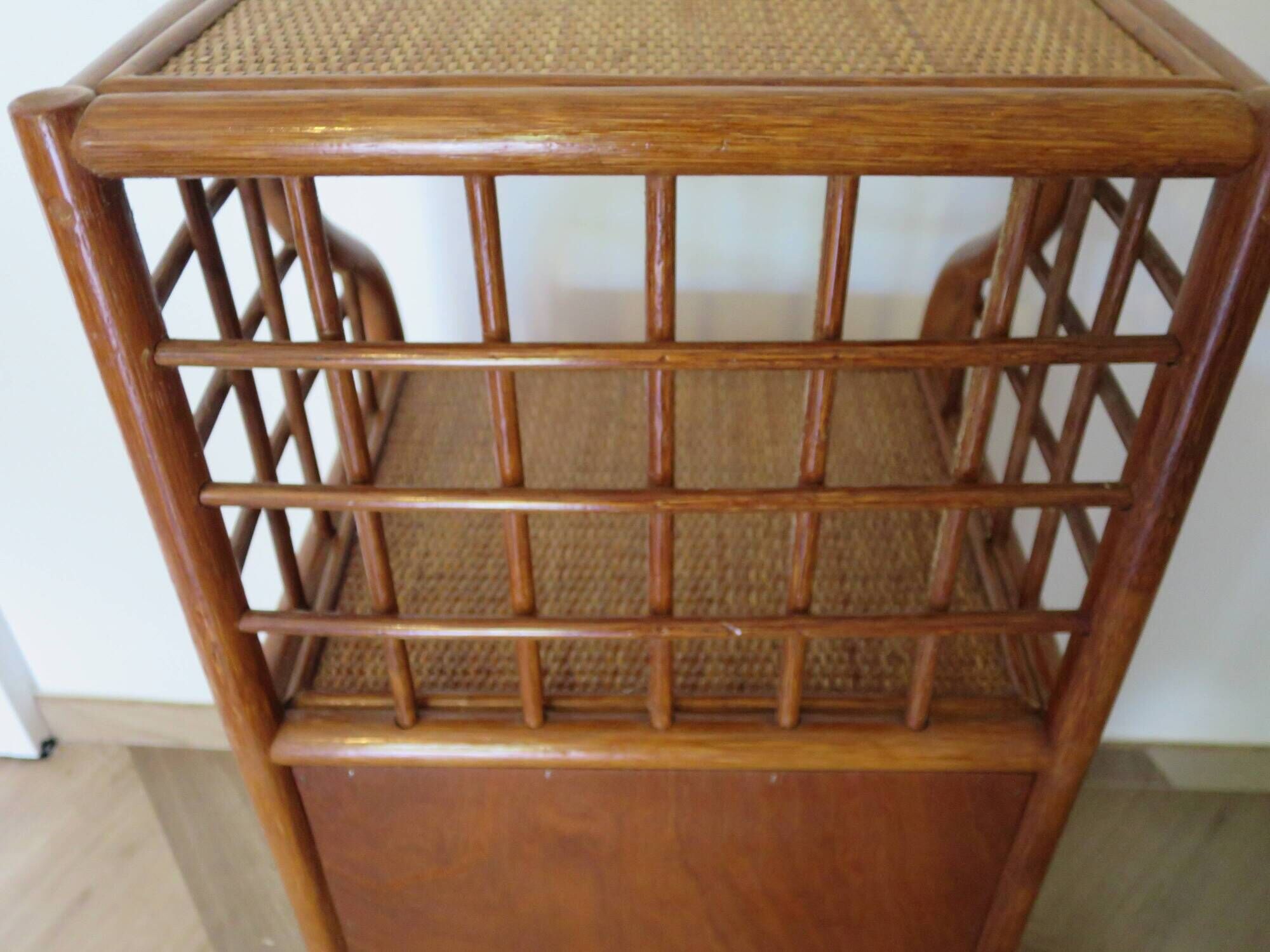 Vintage - sideboard - chest of drawers - woven rattan chest of drawers - wood - bamboo - 80s