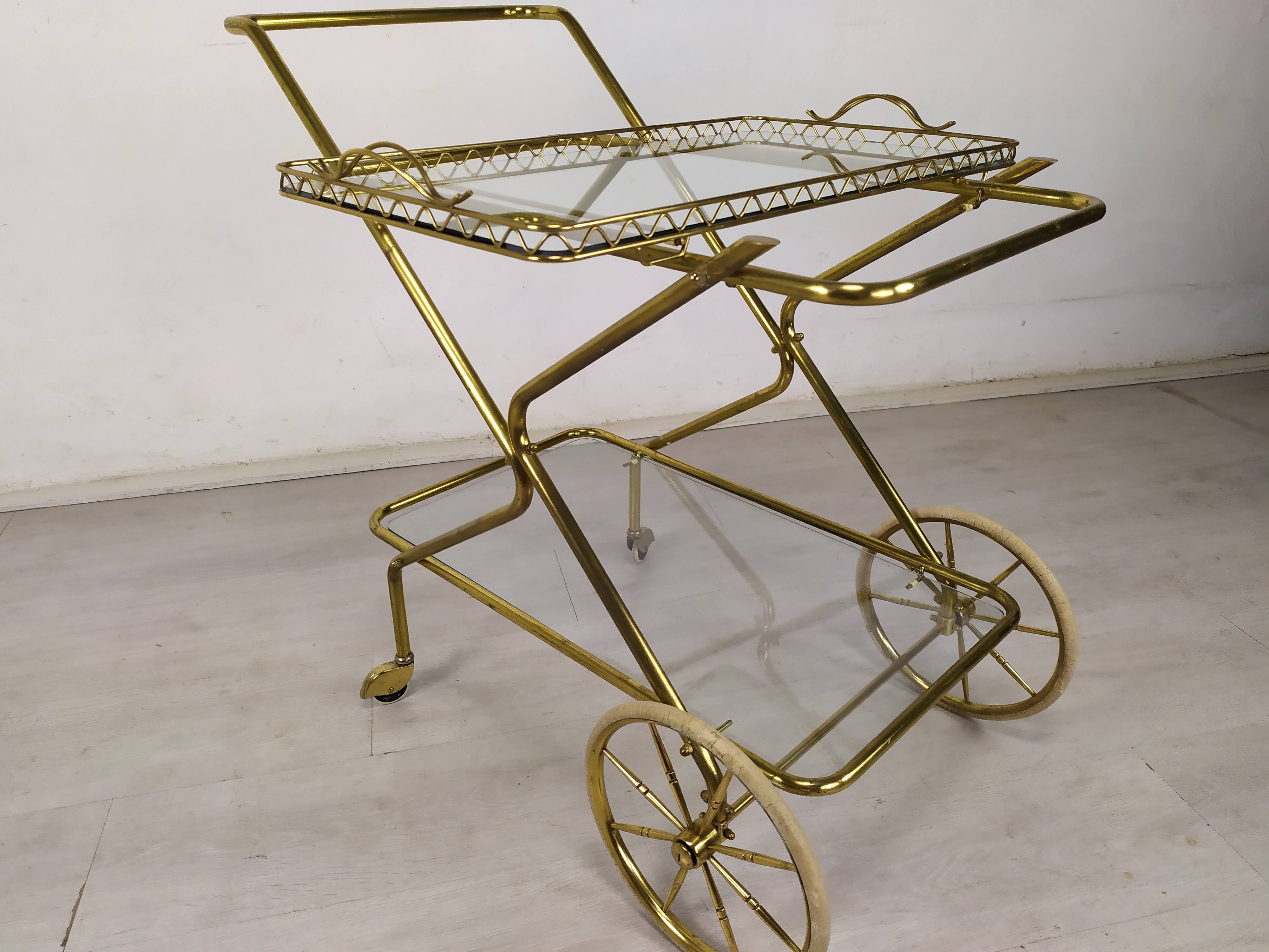 Desserte roulante laiton doré vintage