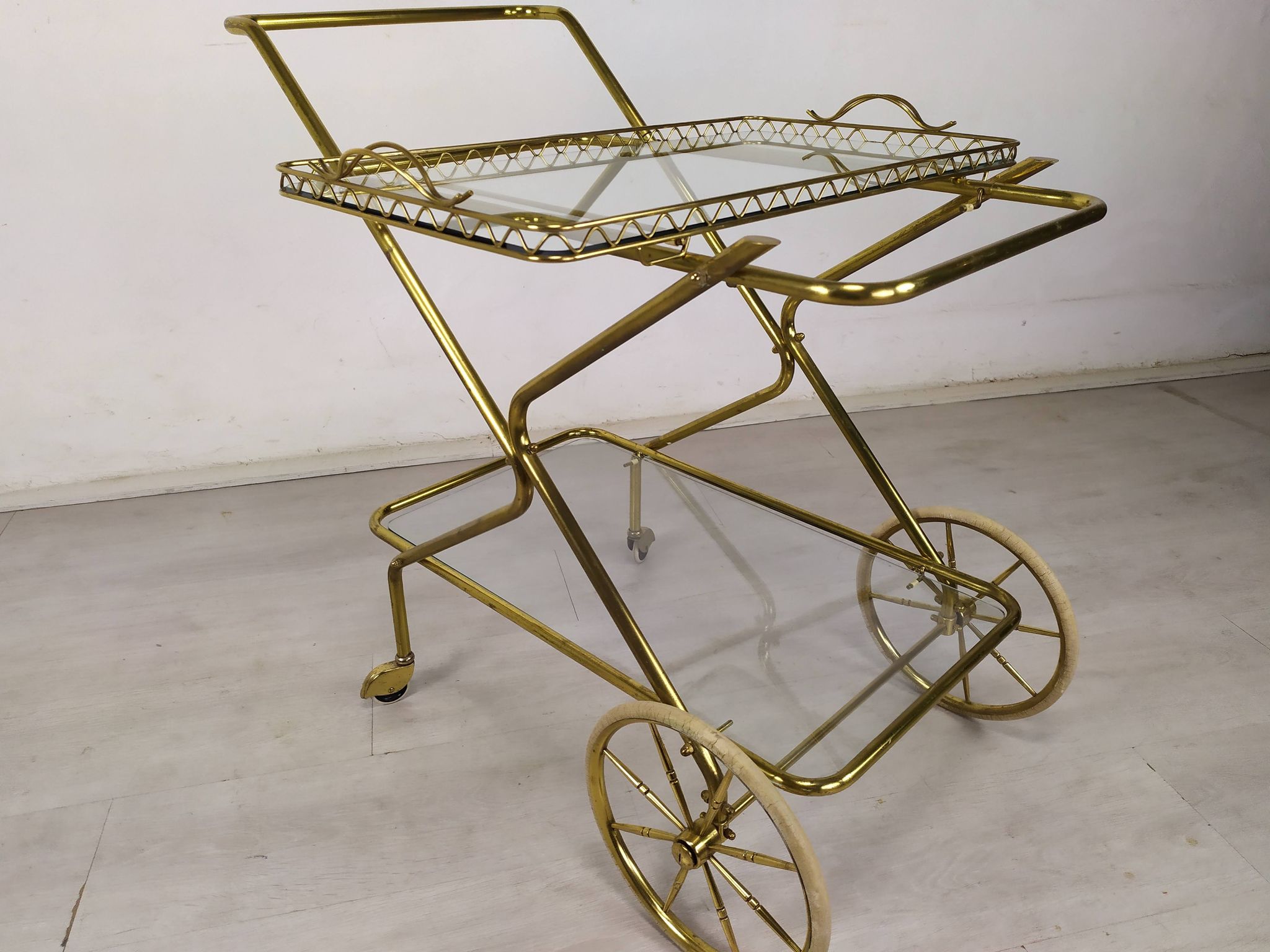 Vintage golden brass rolling service