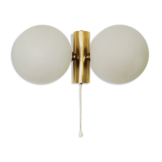 Brass and opaline glass Sputnik wall lamp by Kaiser Leuchten