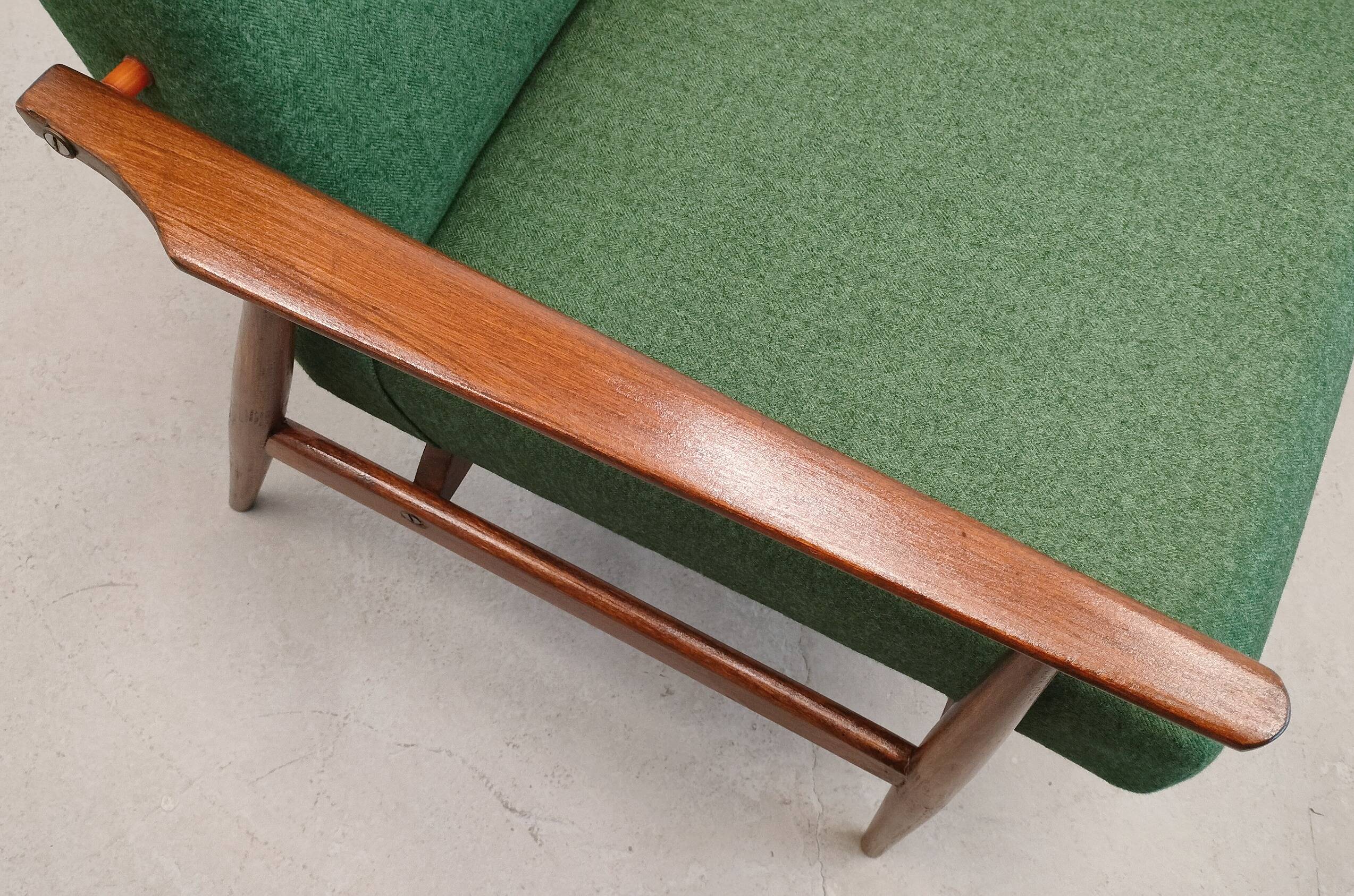 1960 Henryk Lis Mid Century Armchair in Green Tweed