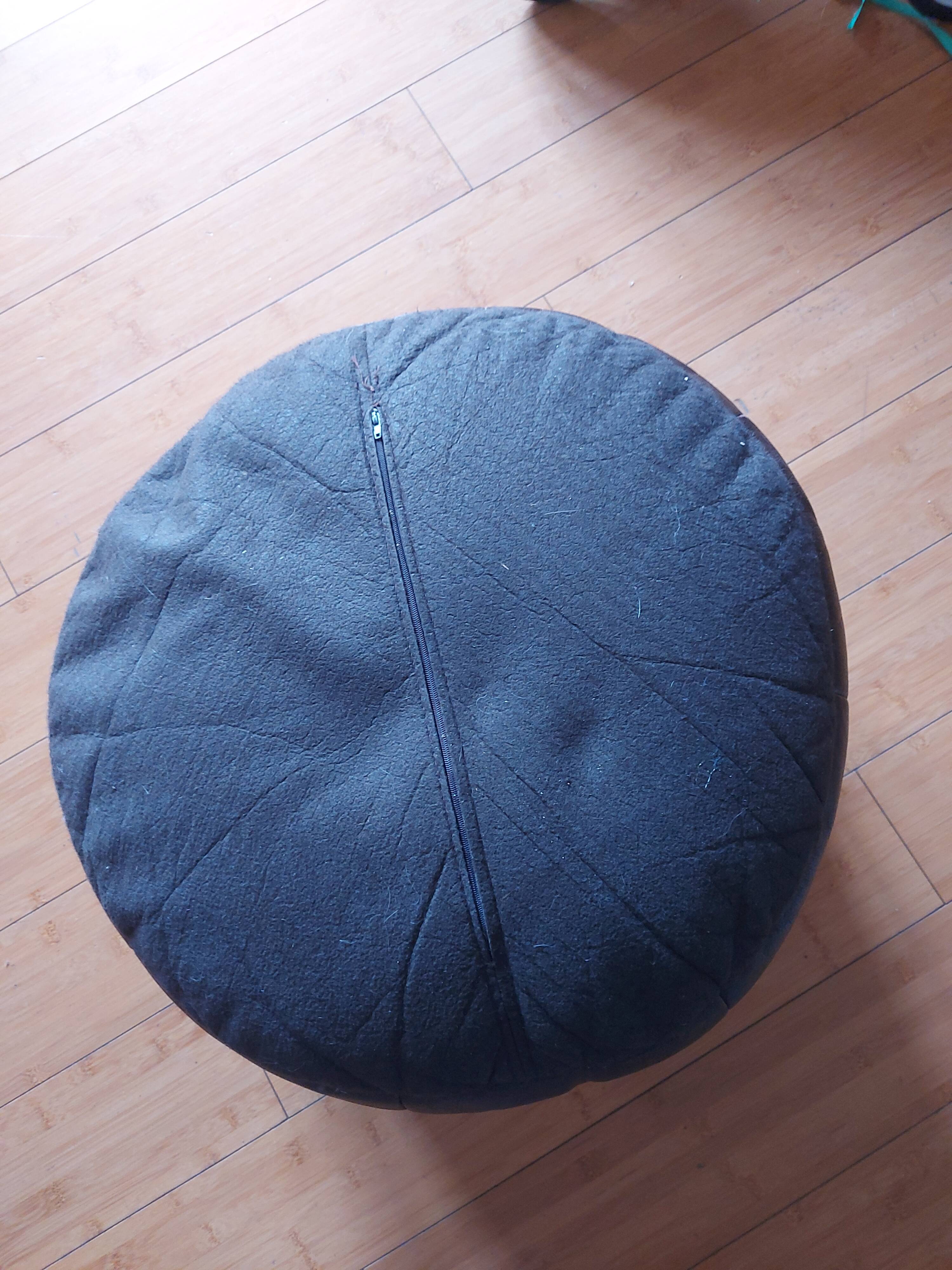 Leather patchwork pouf, vintage 70'S by Sede