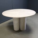 Round italian travertine dining table 1970s