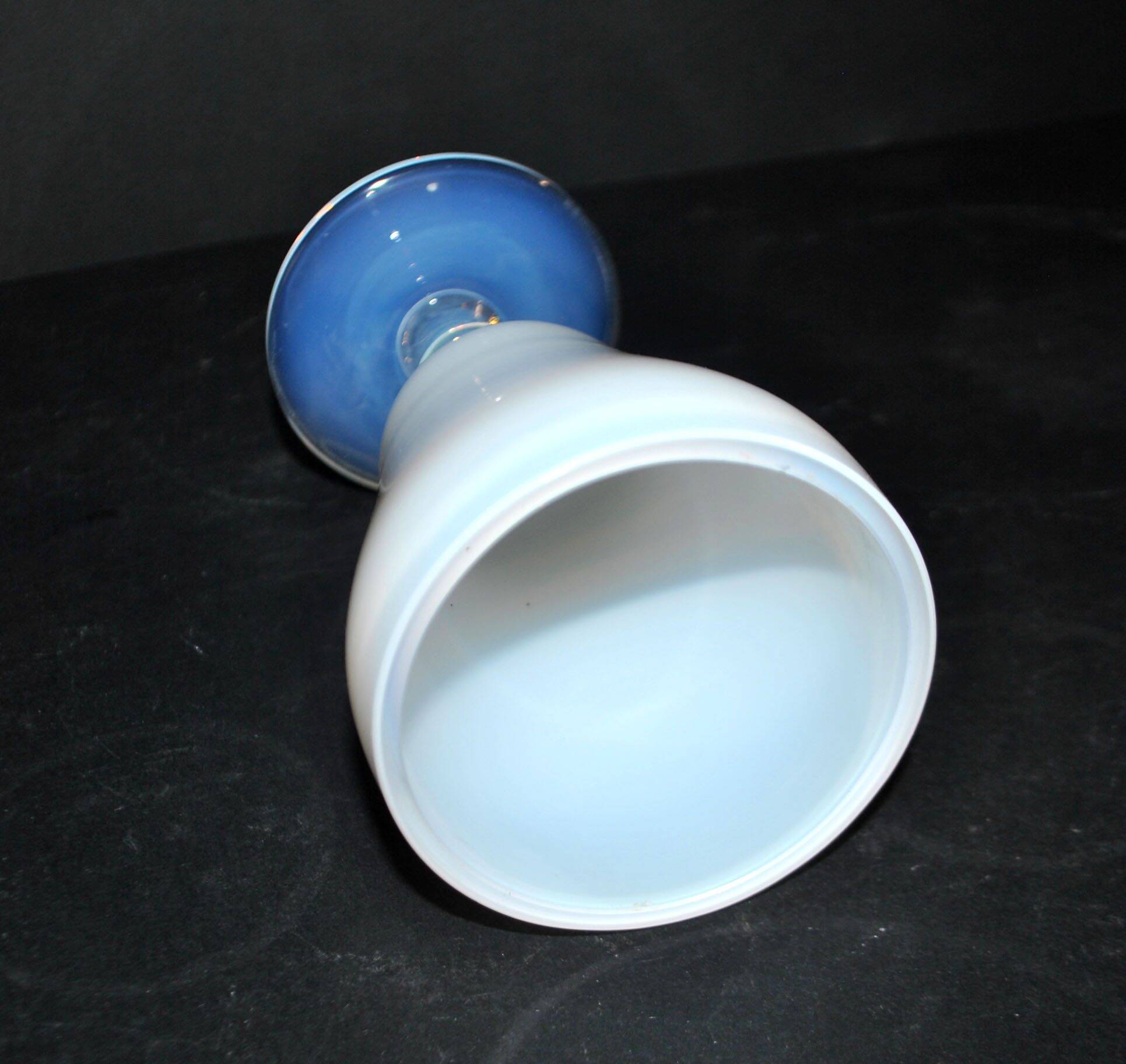 Sevres footed glass goblet chalice in white opaline signed “sèvres france”