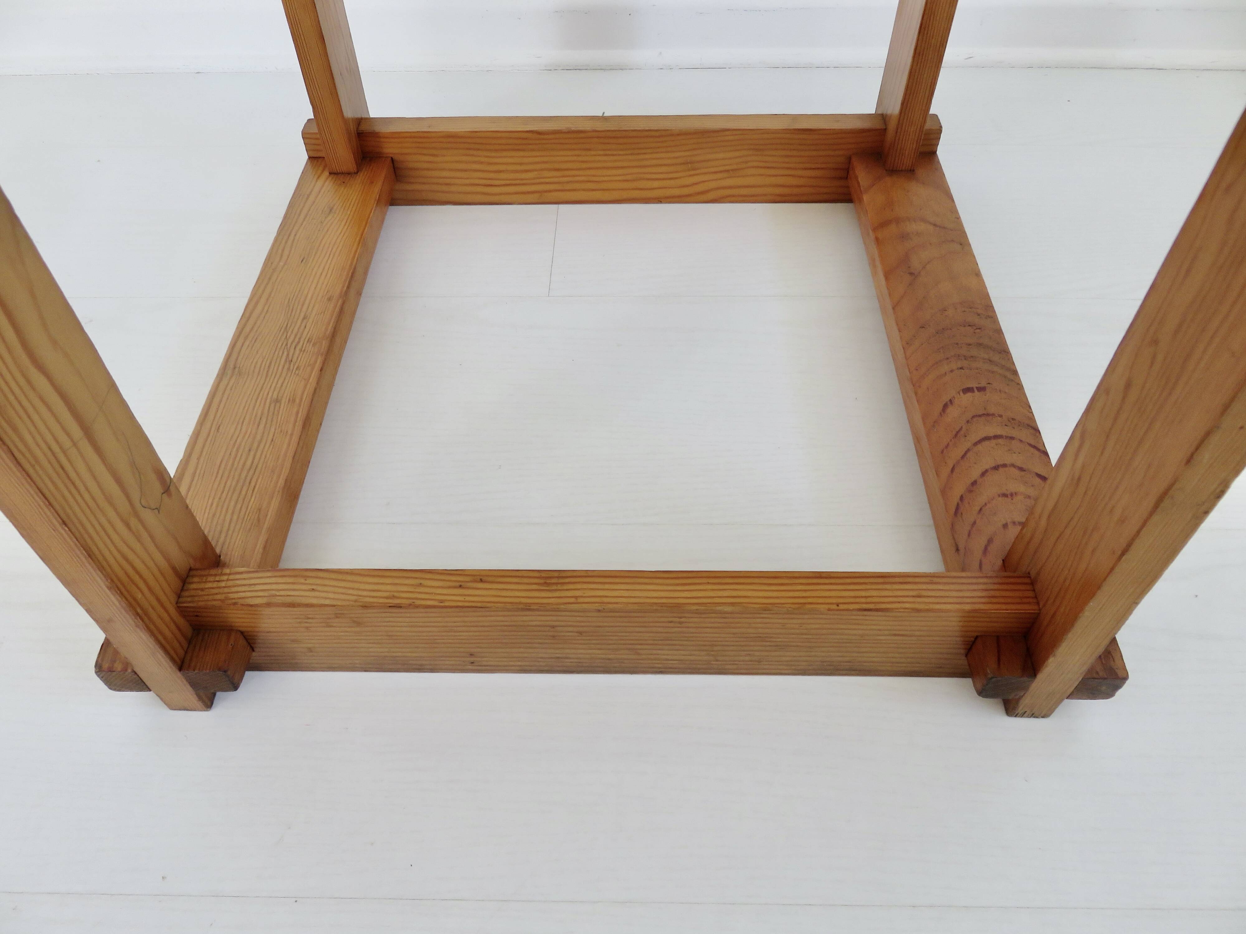 Scandinavian bedside table or side table in pine and smoked glass, 1980