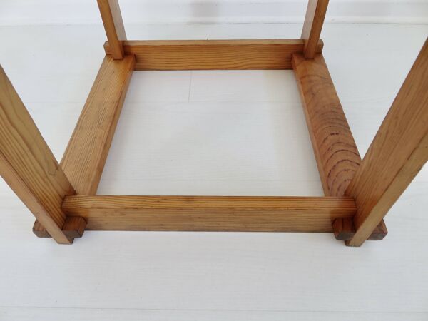 Table de chevet ou table d'appoint scandinave en pin et verre fumé, 1980