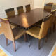 Beautiful teak dining table with 8 chairs.