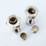 Salt shaker pepper mill silver metal bolt. vintage
