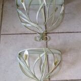 Duo of wrought iron shelves