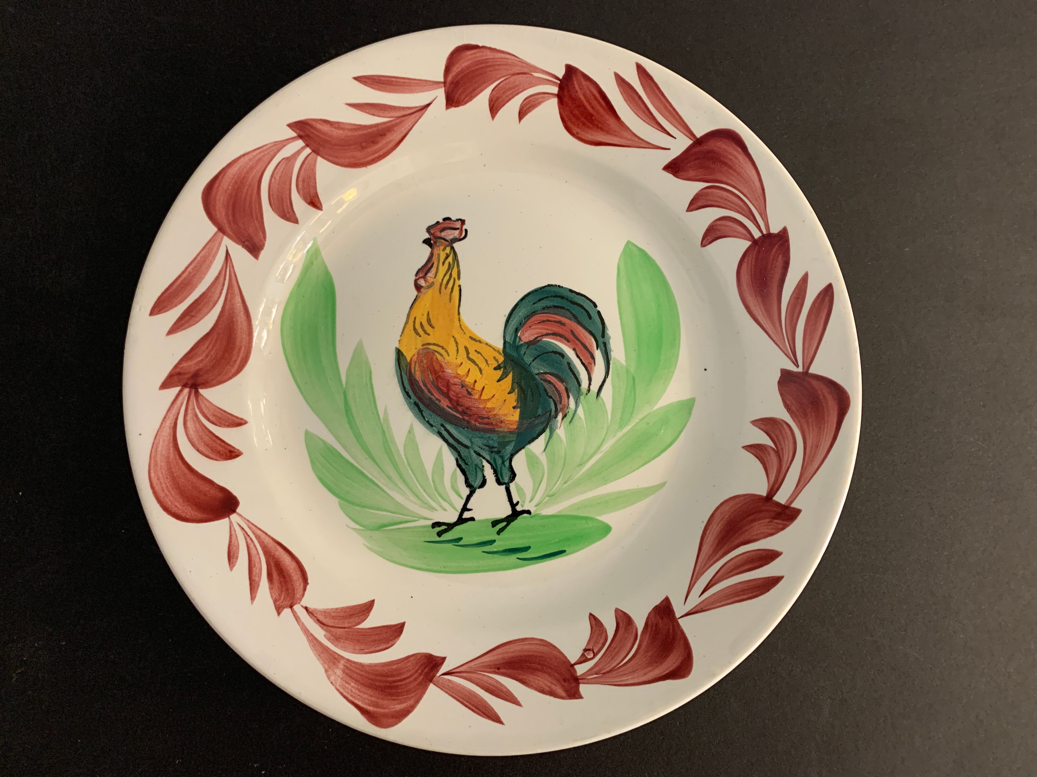 6 plates in earthenware rooster Terre de Fer Choisy Le Roy, 20th century