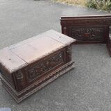 Banc coffre style Henri II en noyer