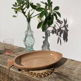 Oval brown ceramic fish dish