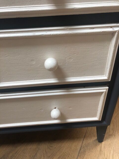 Painted wood chest of drawers