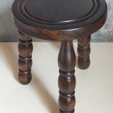 Vintage solid turned wood tripod stool