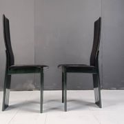 Copy of set of 6 Italian leather and green lacquer dining chairs, 1980s