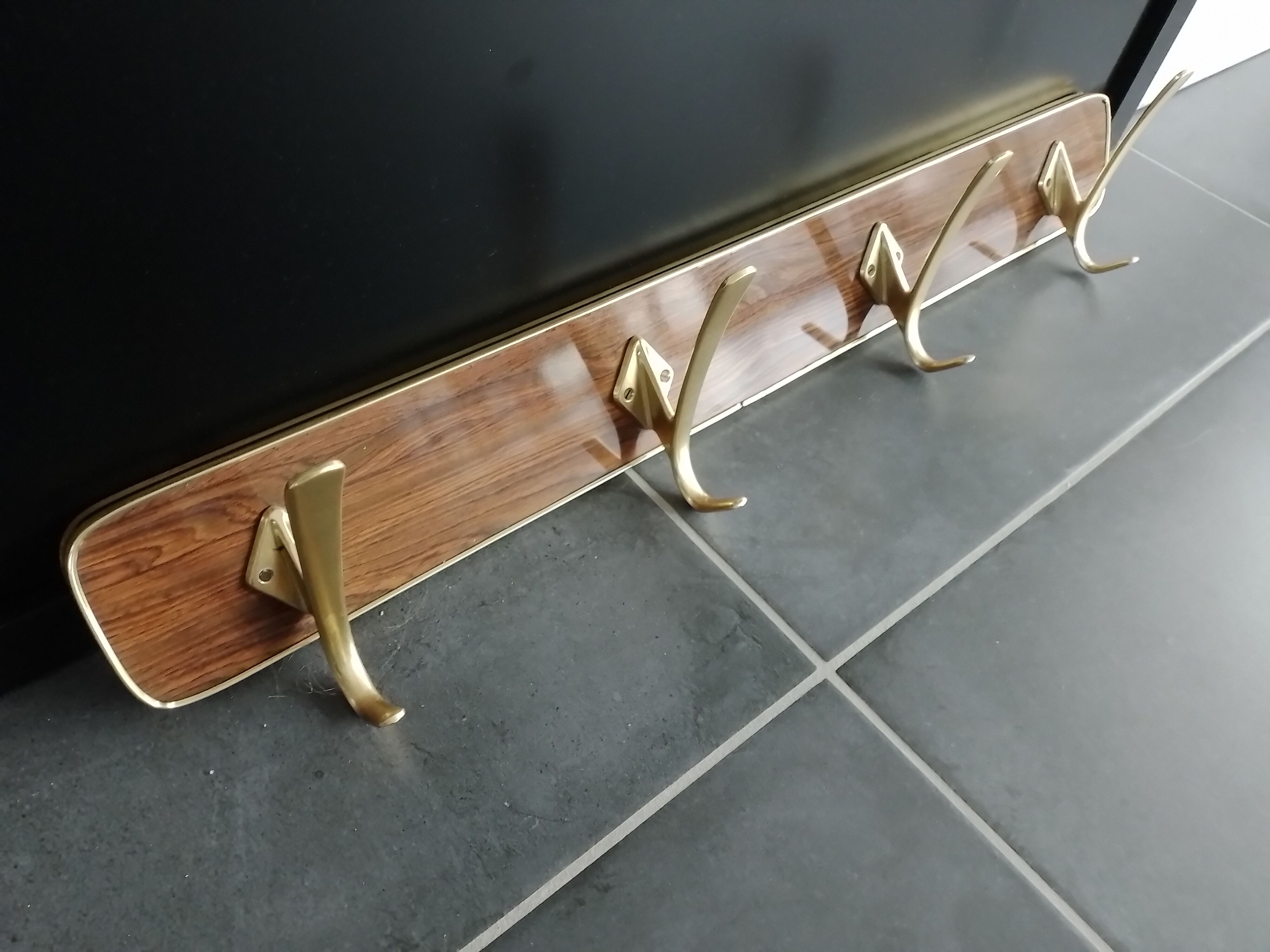 Hook 4 branches gold metal formica 60' vintage
