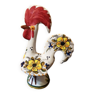 Coq en céramique. Décor main.