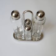 design Ettore Sottsass set Alessi the poor vinegar oil in glass and metal