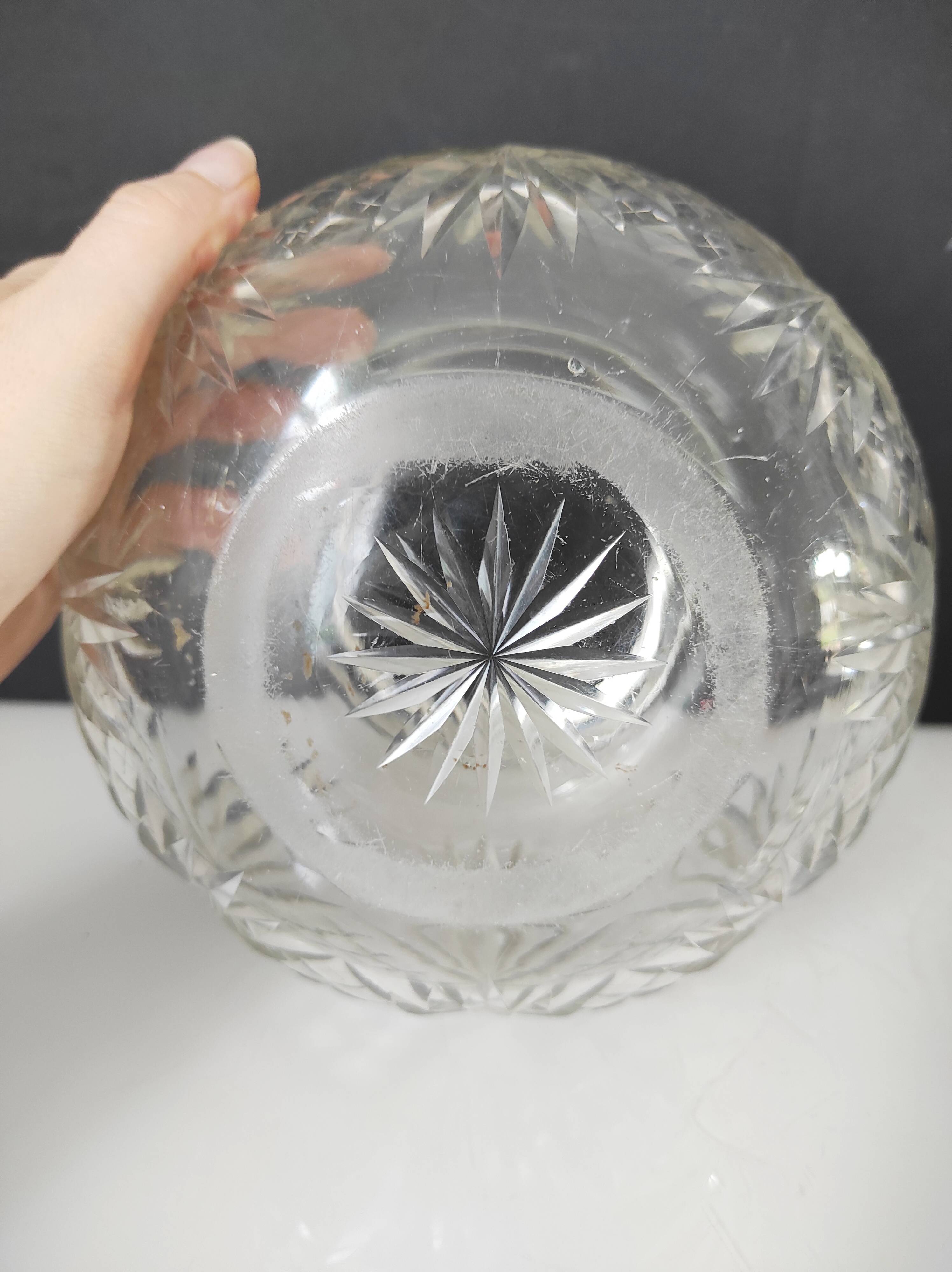 Cut crystal ball vase
