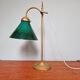 Art Deco desk lamp in brass and conical green opaline, 1920s-30s