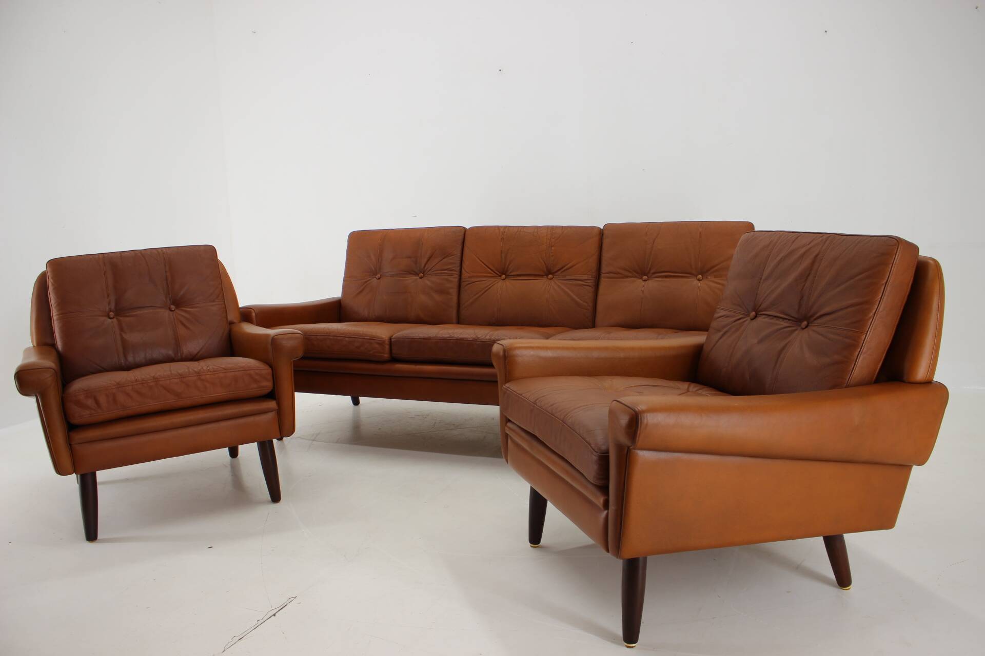 Ensemble de salon Svend Skipper des années 1960 en cuir, Danemark