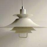 Large white mid-century modern pendant lamp - Frandsen Denmark - 1970s