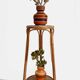 Table d'appoint, support à plante en bois, bambou et roseau, années 1960