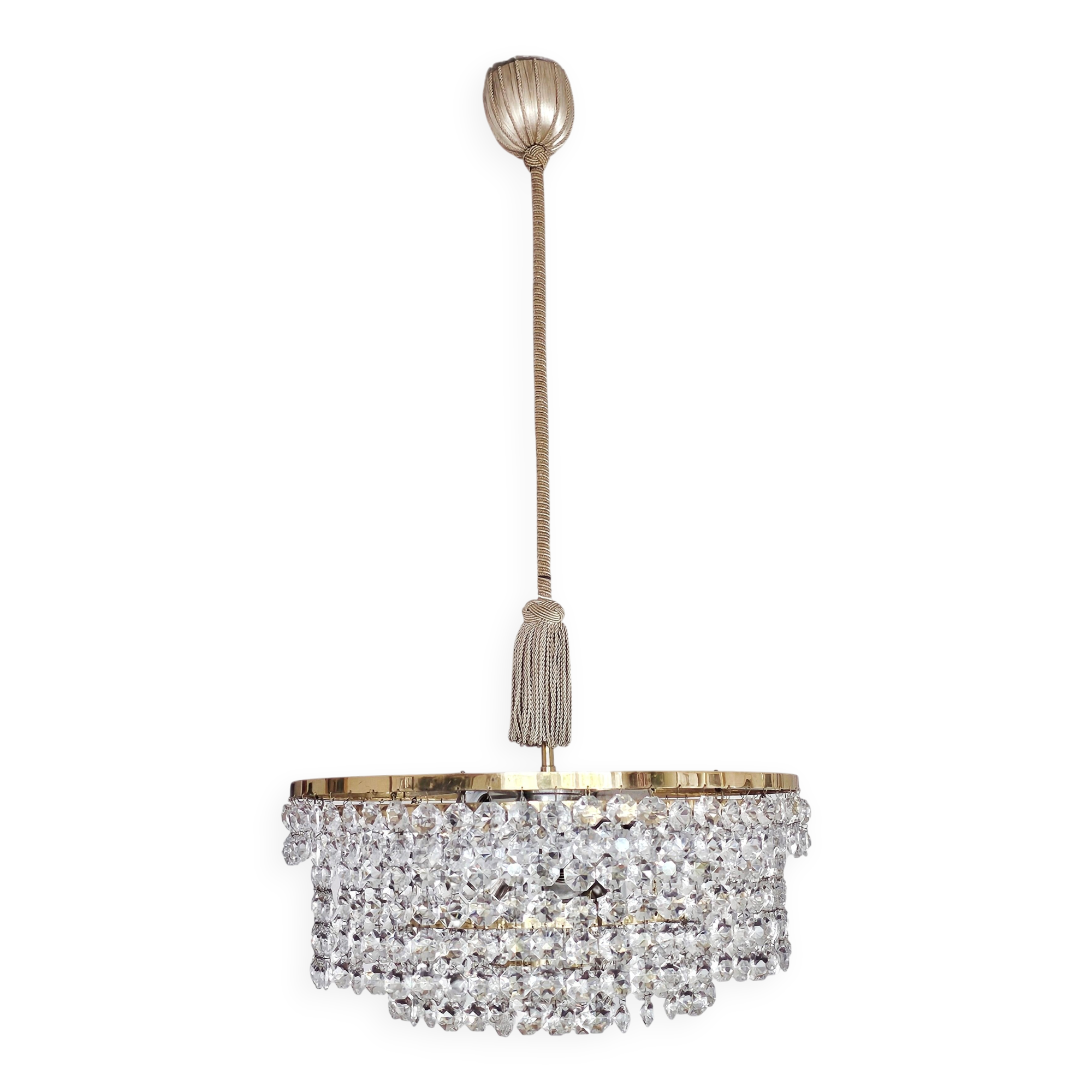Mid-Century Modern crystal chandelier attributed to Bakalowits.